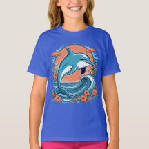 Delfines muy bien educados saltando en la camiseta