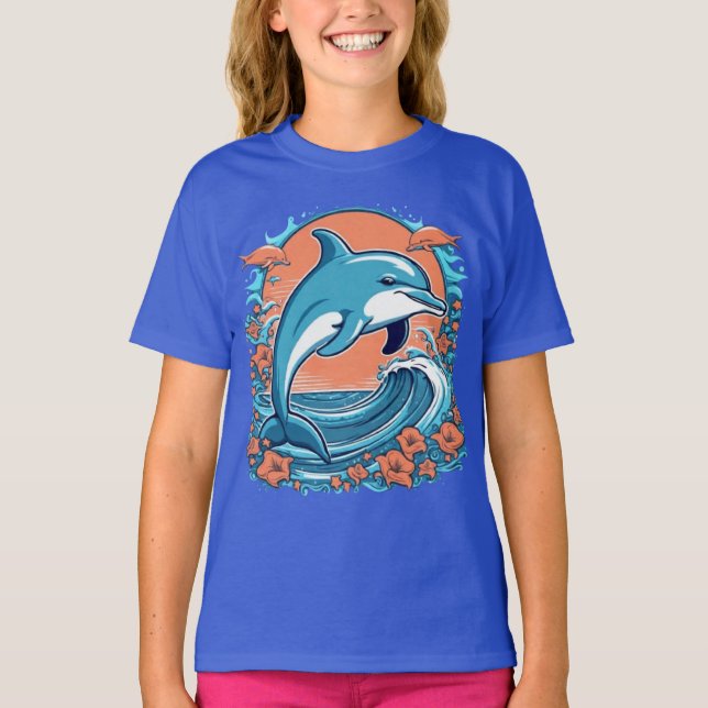 Delfines muy bien educados saltando en la camiseta (Anverso)