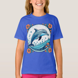 Delfines muy bien educados saltando en la camiseta