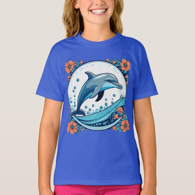 Delfines muy bien educados saltando en la camiseta (Anverso)
