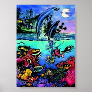 Delfines Posters originales de dibujos de tinta in