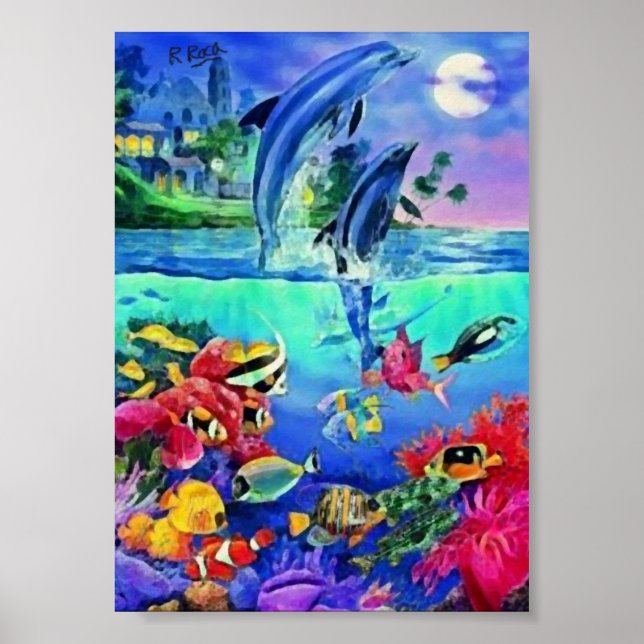 Delfines Posters originales de obras de arte de ac (Frente)