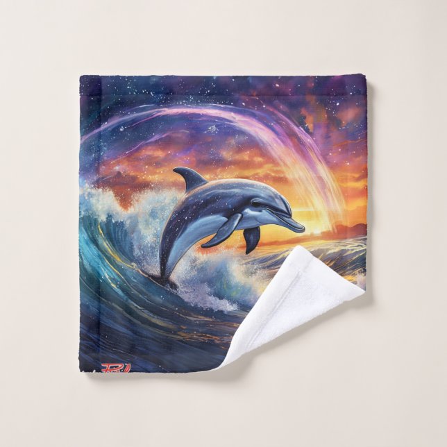 Delfines Surfs Galaxy Design de Rich AMeN Gill (Toallita)