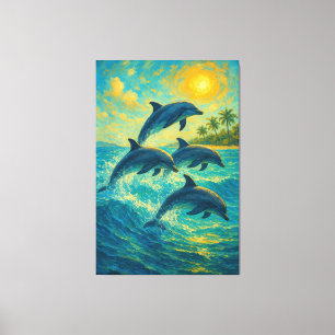 Delfines Tropicales - Impresión en Lienzo de Océan