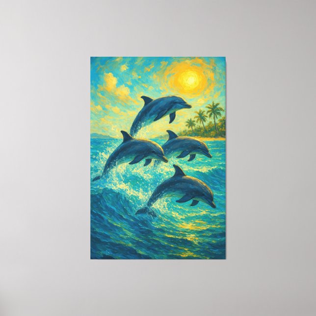 Delfines Tropicales - Impresión en Lienzo de Océan (Anverso)