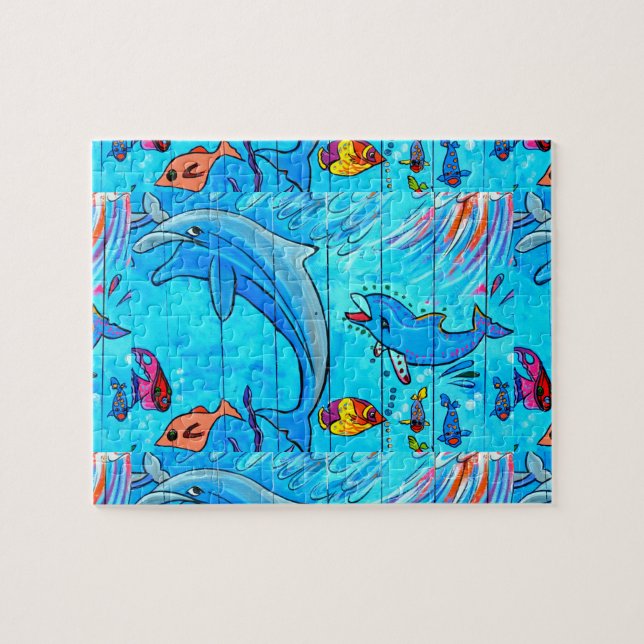 delfines y rompecabezas de peces tropicales (Horizontal)