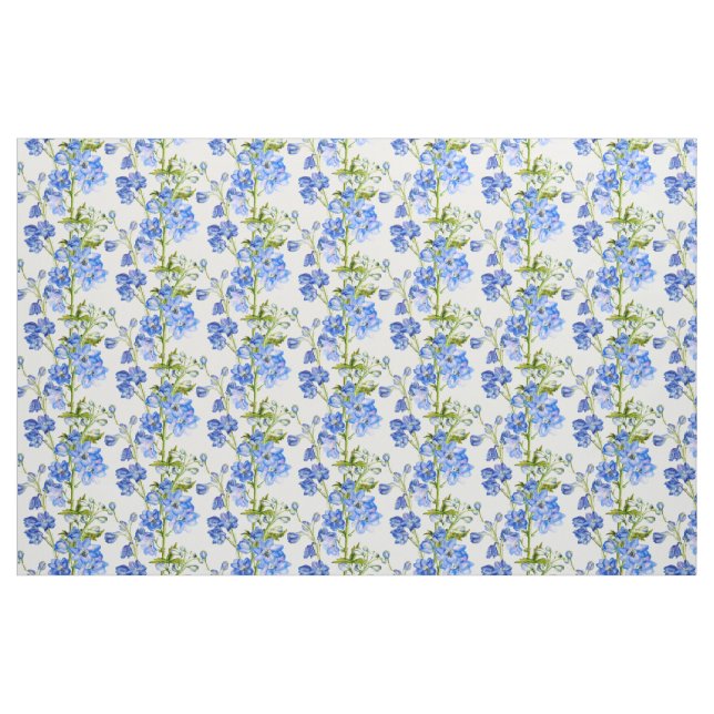 Delfino arte botánico tela blanca azul ("Cuarto gordo" (fat quarter))
