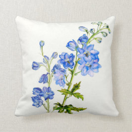 Delfino azul arte fino almohada cuadrada floral