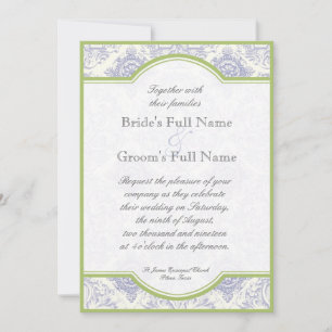 Delft Blue Iris Quatrefoil - Invitación a la boda