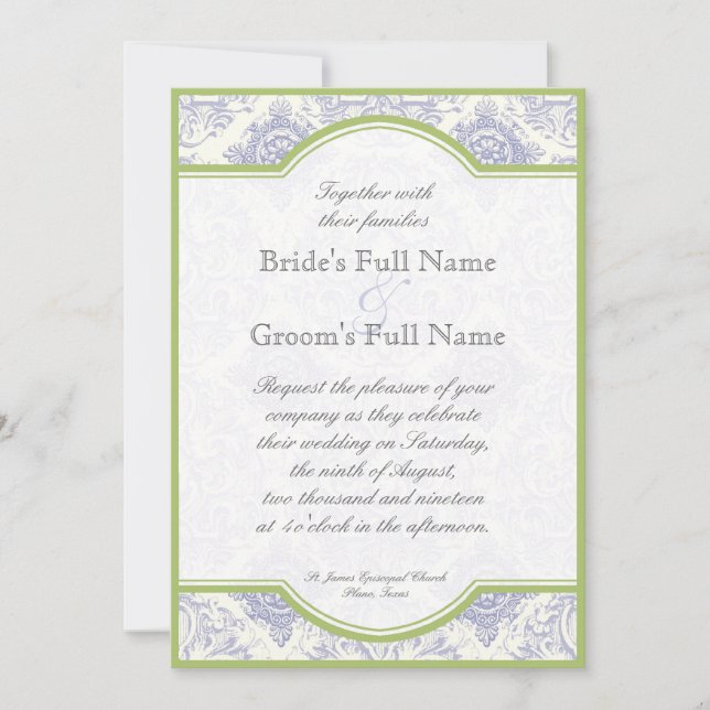 Delft Toile azul Quatrefoil - invitación de la (Anverso)