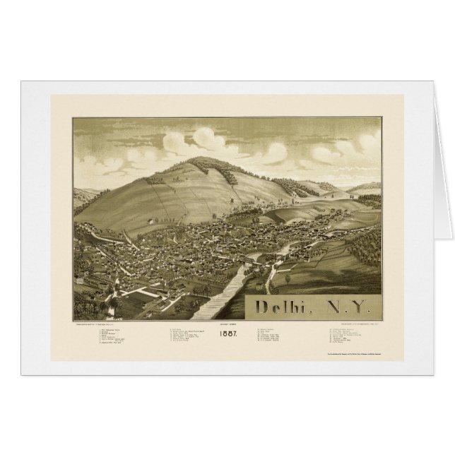 Delhi, mapa panorámico de NY - 1887 (Anverso (Horizontal))