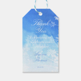 Delicada acuarela azul Gracias Etiquetas de regalo