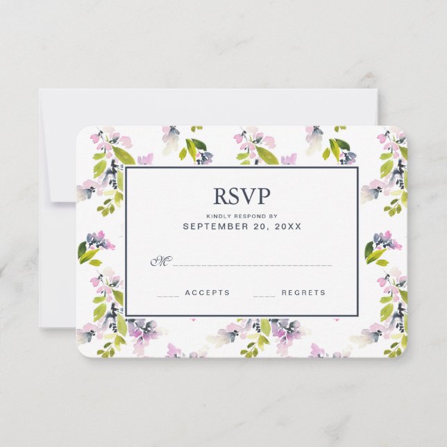 Delicada acuarela floral - Boda RSVP (Anverso)