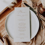 Delicada caligrafía de oro | Menú Boda crema<br><div class="desc">Esta delicada tarjeta de boda de caligrafía dorada es perfecta para un boda moderno. El romántico diseño minimalista presenta una encantadora y elegante tipografía de champán amarillo dorado sobre un fondo de marfil crema con un aspecto limpio y sencillo. Este menú se puede utilizar para la recepción de bodas, la...</div>