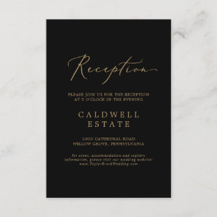 Delicada caligrafía de oro Recepción negra