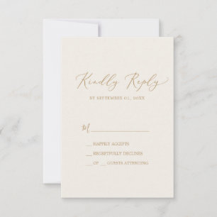 Delicada caligrafía de oro Tarjeta RSVP simple c