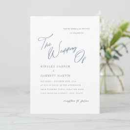 Delicada caligrafía Dusty Blue Wedding Invitación