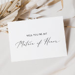 Delicada caligrafía Matrón de honor tarjeta de pro<br><div class="desc">Esta delicada matrona de caligrafía de honor es perfecta para un boda moderno. El romántico diseño minimalista presenta una bonita y elegante tipografía negra sobre un fondo blanco con un aspecto limpio y sencillo. Personalizar la tarjeta con el nombre de la novia y la matrona de honor. Personaliza la parte...</div>