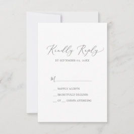 Delicada caligrafía plateada Tarjeta RSVP simple
