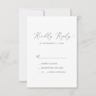 Delicada caligrafía plateada Tarjeta RSVP simple