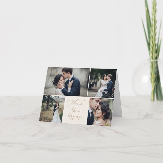 Delicada crema de oro 4 plantilla de fotos Gracias (Anverso)