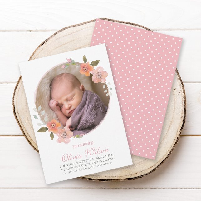 Delicada foto de Invitación de bebé rosa floral (Subido por el creador)
