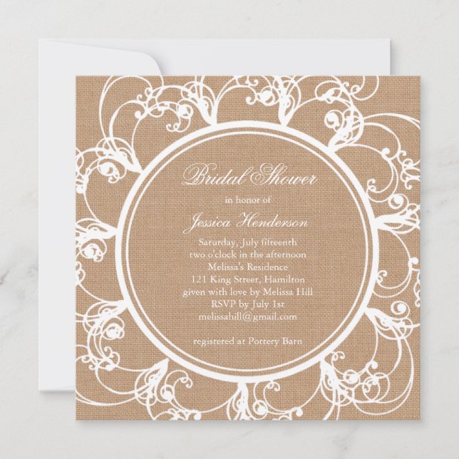 Delicada invitación a ducharse de novias florales  (Anverso)