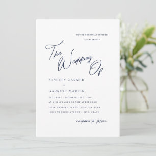 Delicada invitación a la boda azul de la Marina de