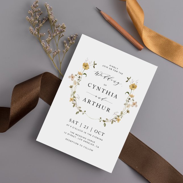 delicada invitación a la boda de flores silvestres (Subido por el creador)