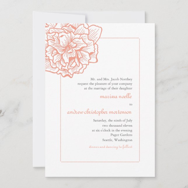 Delicada invitación a la boda de peones (Anverso)