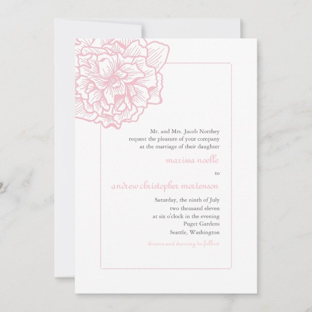 Delicada invitación a la boda de peones (Anverso)