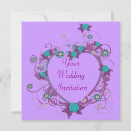 Delicada invitación a la boda del corazón