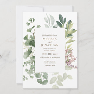 Delicada invitación a la boda en el jardín