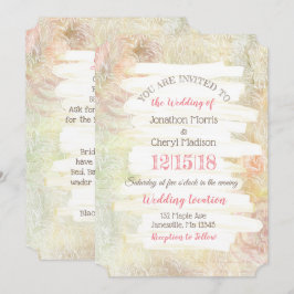 Delicada invitación a la boda floral rosa y beige