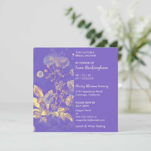Delicada Invitación a la ducha de novia floral (Anverso de pie)