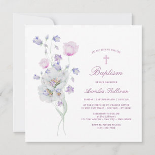 Delicada invitación al bautismo de Bouquet