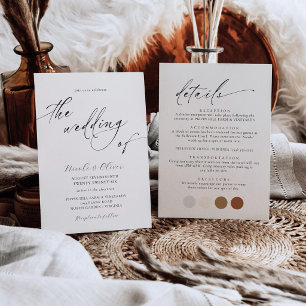 Delicada Invitación de Boda en Blanco y Negro