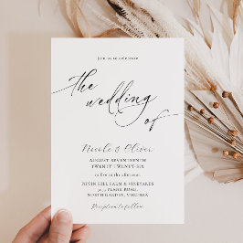 Delicada Invitación de Boda en Blanco y Negro