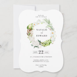 Delicada invitación de boda floral tropical floral