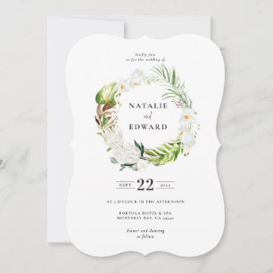 Delicada invitación de boda floral tropical floral