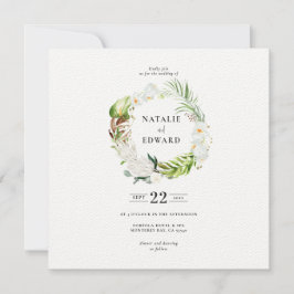 Delicada invitación de boda floral tropical floral