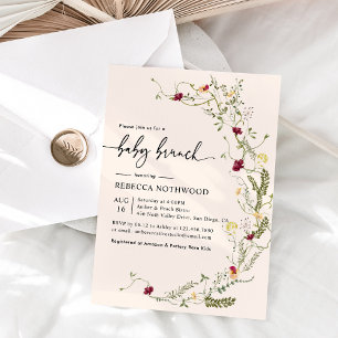Delicada invitación de Brunch Rustic Wildflowers p