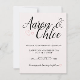 Delicada invitación de casamiento de caligrafía Mi