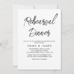Delicada Invitación de Cena de Ensayo con Caligraf