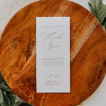 Delicada Longitud De Té Oro Gracias Tarjeta De Rec<br><div class="desc">Este delicado kit de té dorado gracias a la tarjeta de recepción es perfecto para un boda moderno. El romántico diseño minimalista presenta una bonita y elegante tipografía de color dorado sobre un fondo blanco con un aspecto limpio y sencillo. Coloque estas tarjetas en la mesa de cada uno de...</div>