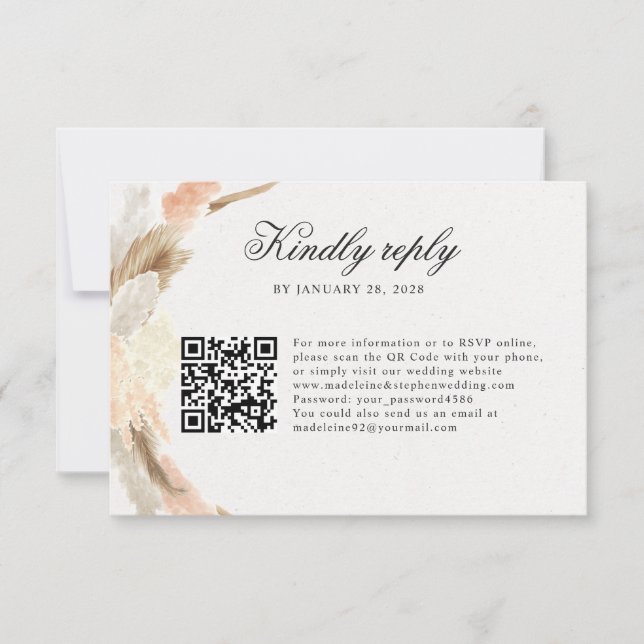 Delicada pampas hierba en línea RSVP Código QR (Anverso)