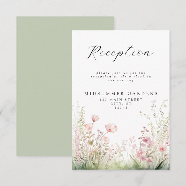 Delicada recepción de boda de flores silvestres (Anverso / Reverso)