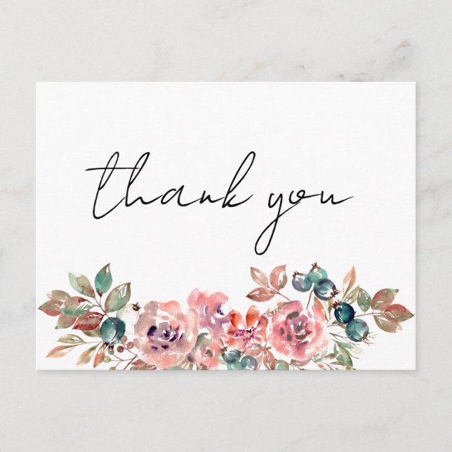 Delicada tarjeta de agradecimiento a Flor silvestr (Anverso)