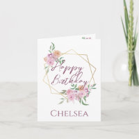Delicada tarjeta de cumpleaños floral femenina par