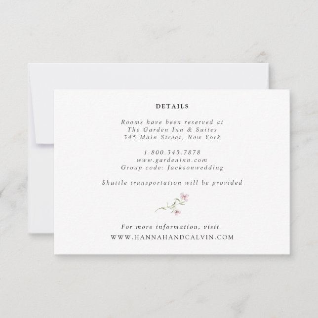 Delicada tarjeta de detalles del Boda de Flor Silv (Anverso)